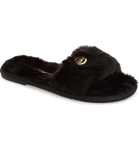 michael kors logo faux fur slide|Amazon.com: Michael Kors Slides .